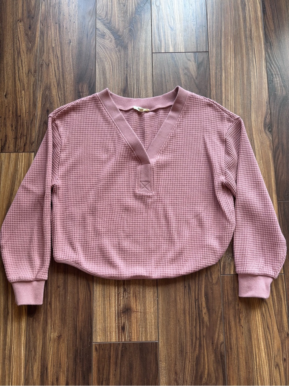 Madewell Waffle Knit V-Neck Pullover - Dusty Rose